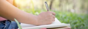 hand writing in journal